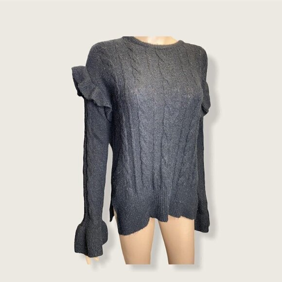 Sanctuary Cable Knit Ruffle Sweater NWT - Picture 2 of 6